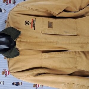 Y2K Dickies Firestone Tires lined multipocket 2XL brown canvas chore work jacket